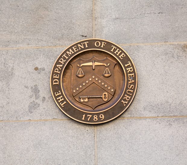 Seal on Treasury Building in Washington, D.C.