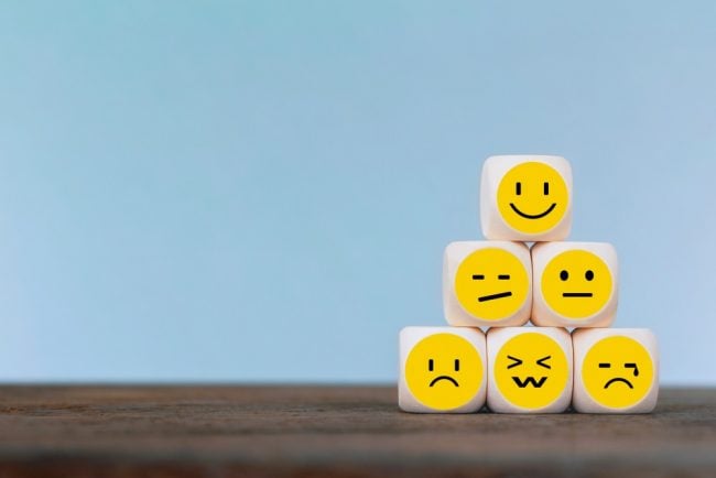 Emotions on smiley faces