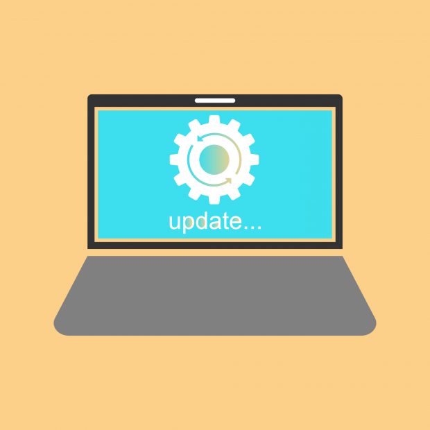 laptop screen showing a software update