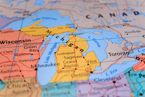Map of Michigan. Credit/Shutterstock
