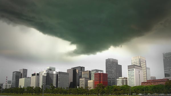 Storm looming over a city