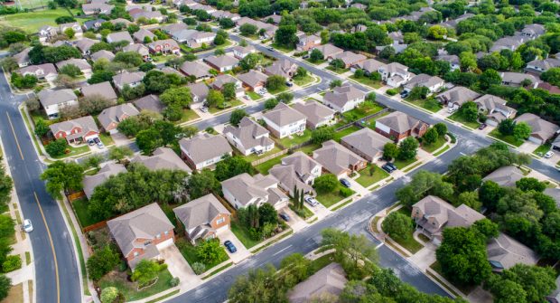 photo from above of homes in a neighborhood