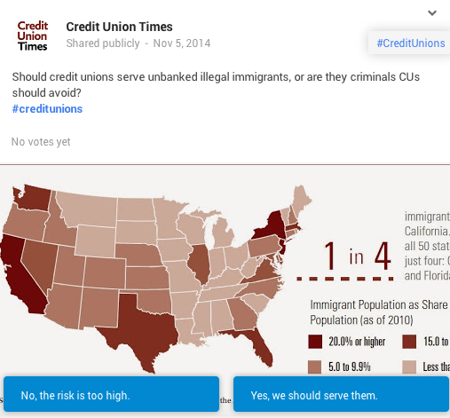 credit unions to serve undocumented poll