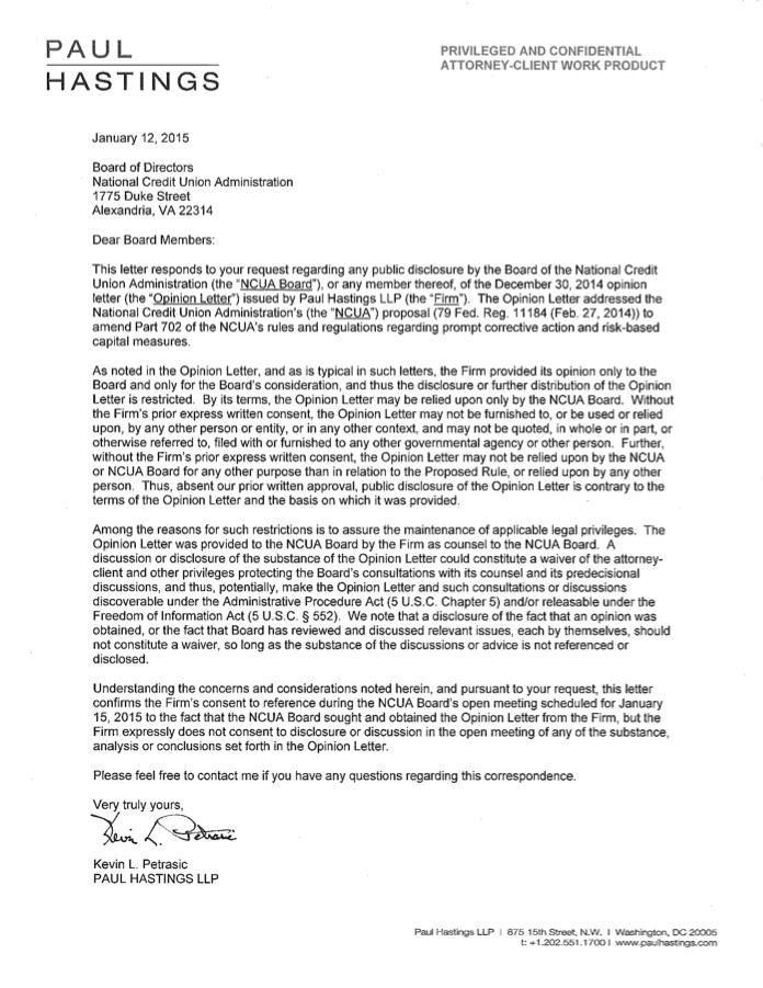 NCUA Hastings letter