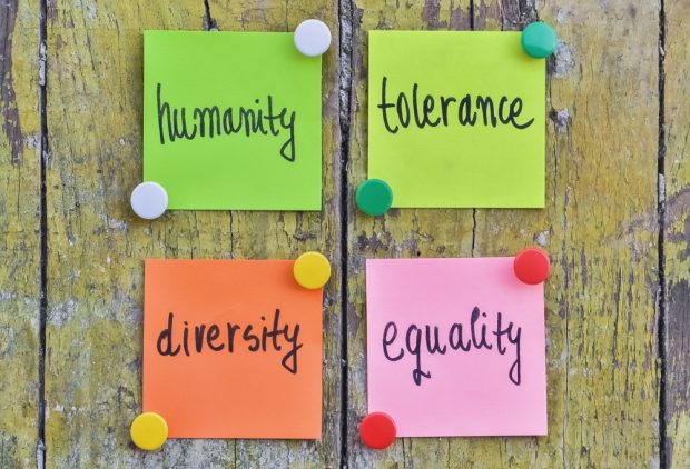 humanity tolerance diversity equality post-it notes