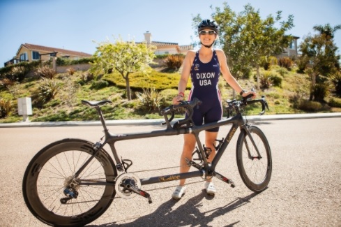 USA Paralympic Team member Amy Dixon with bicycle