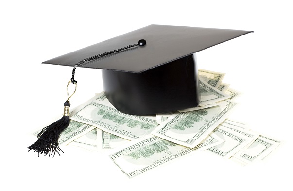 graduation mortar board and money