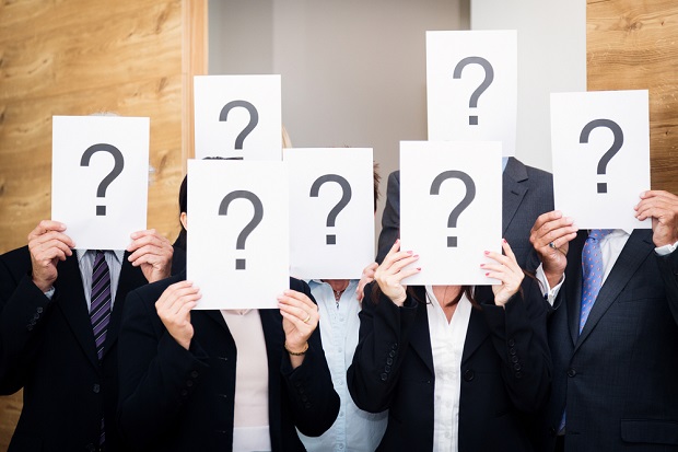 people with question marks over faces