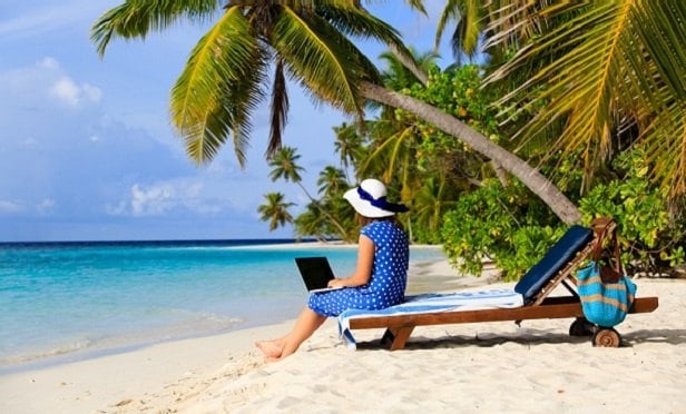 Woman on beach vacation