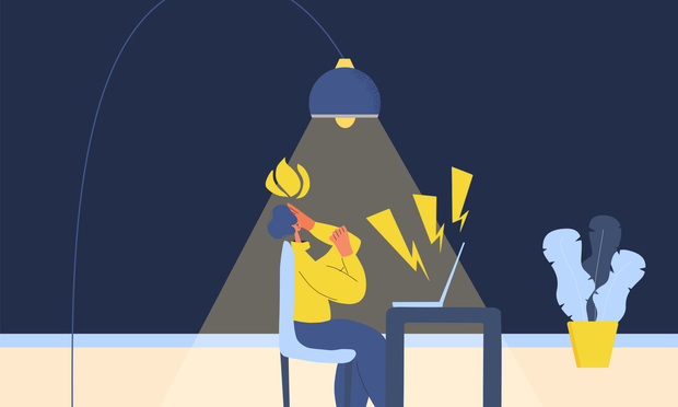 Illustration of a person working late into the night