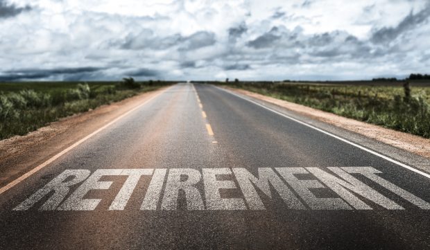 Paved road with the word retirement painted on it