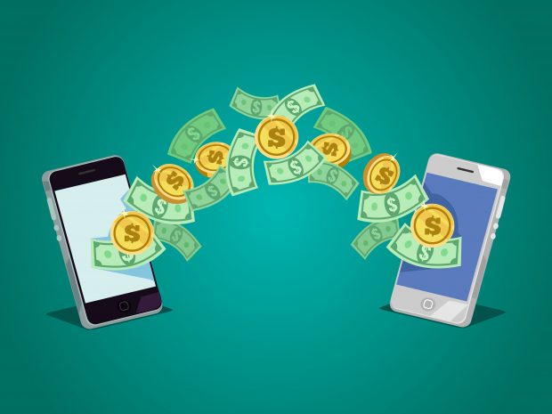 money transfer between two smartphones