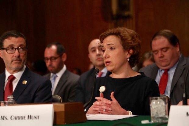 NAFCU's Carrie Hunt testifies at the Senate Banking Committee hearing on March 27, 2019. 