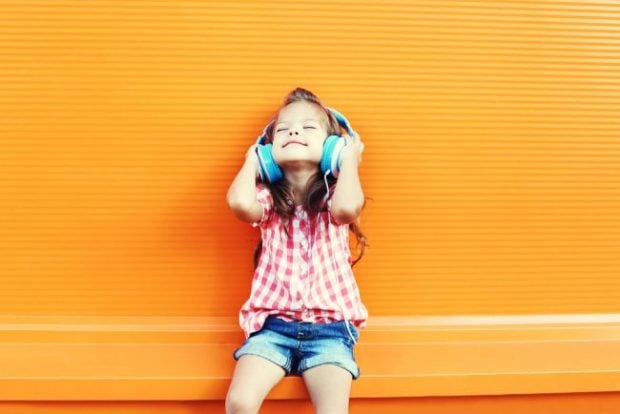 Young girl with headphones