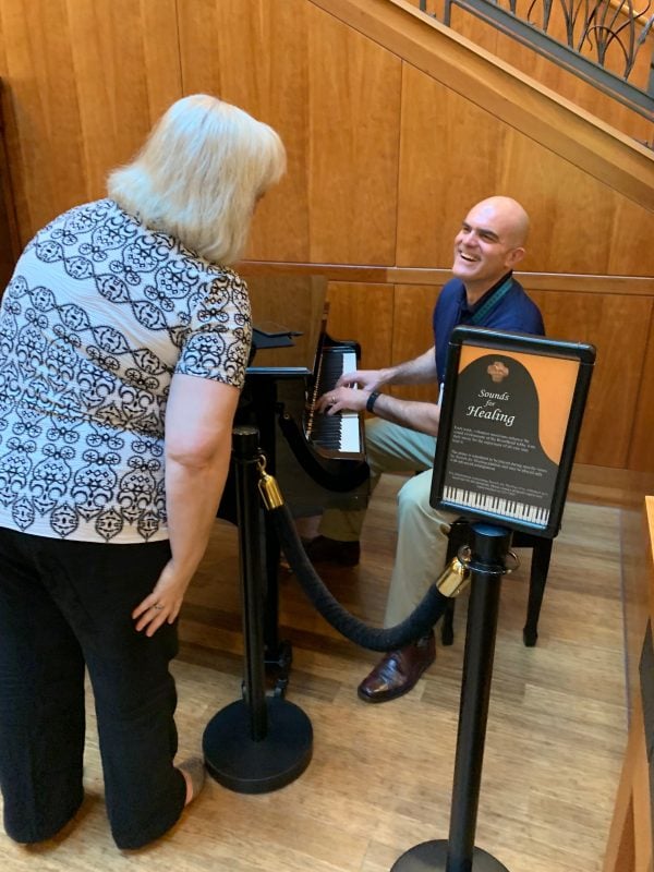 Oregon Community CU Vice President of Finance Dave Schiffer moonlights as a pianist at a local hospital. (Source: Dave Schiffer)