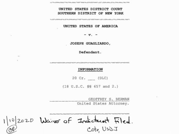 Federal court document filed in Joseph Guagliardo case on Friday, Jan. 10.