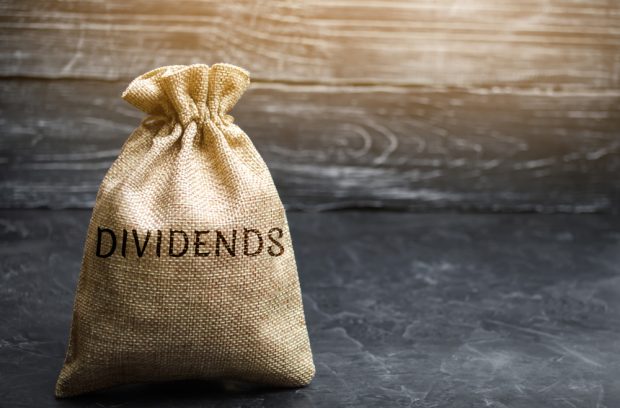 Bag of cash holding dividend payments.