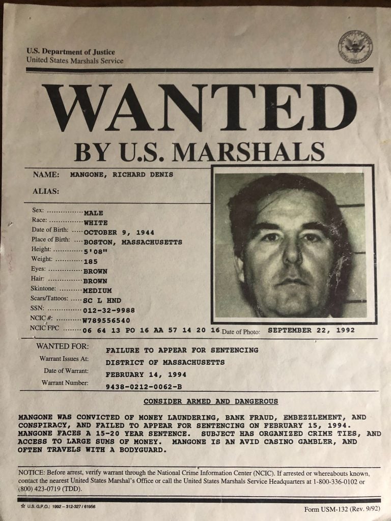 Mangone's wanted poster.