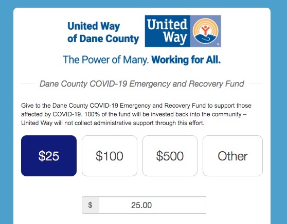 Screenshot of UW CU's donation page.