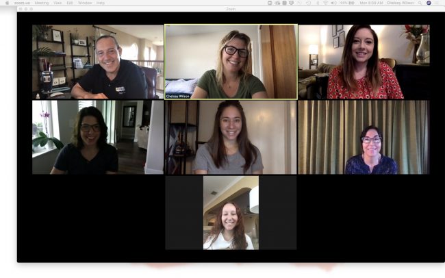 Achieva CU's marketing team meets remotely via Zoom.