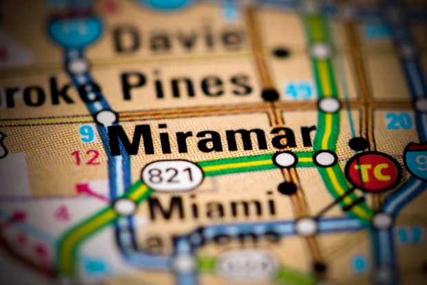 Miramar. Florida on a map