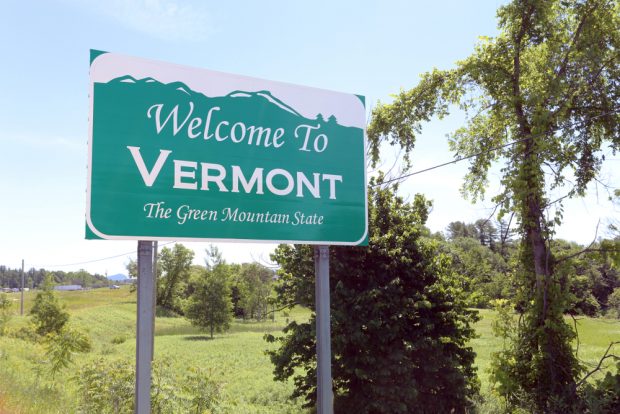 "Welcome to Vermont" state sign.