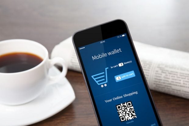 using a mobile wallet to shop on a smatphone