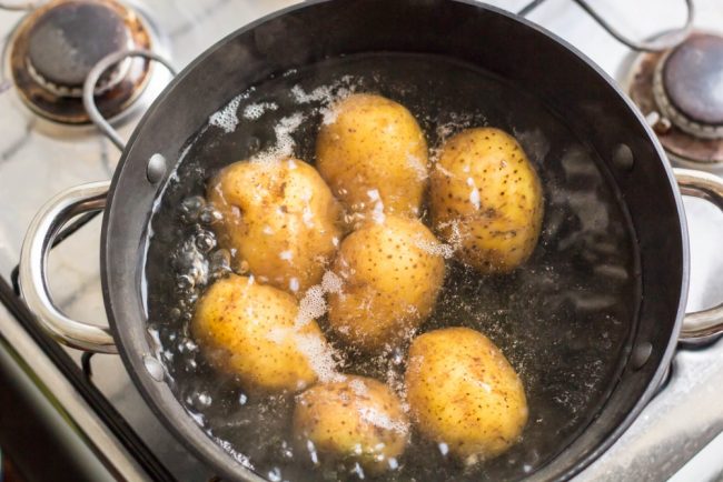 potatoes boiling in pot