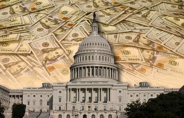image of the U.S. Capitol surrounded by money