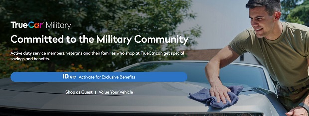 Screenshot of TrueCar military car-buying campaign. 