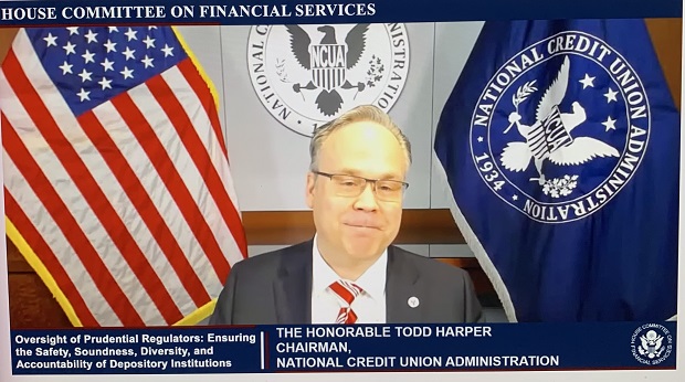 NCUA Chairman Todd Harper testifying before the House Financial Services Committee virtual meeting on Wednesday, May 19, 2021.