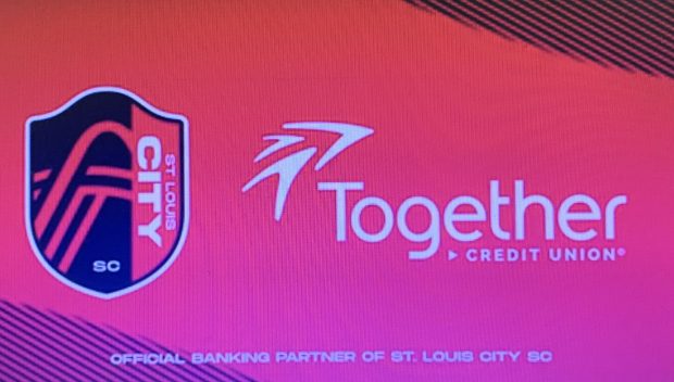 St. Louis CITY team logo and Together Credit Union logo.