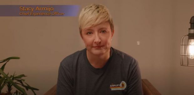 Amplify CU Chief Experience Officer Stacy Armijo in a screenshot of a video explaining the no-fee structure to employees. 