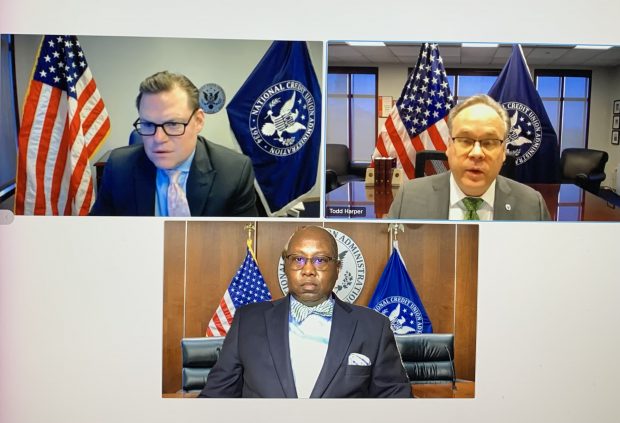 Members of the NCUA Board during the March 17, 2022 meeting. 