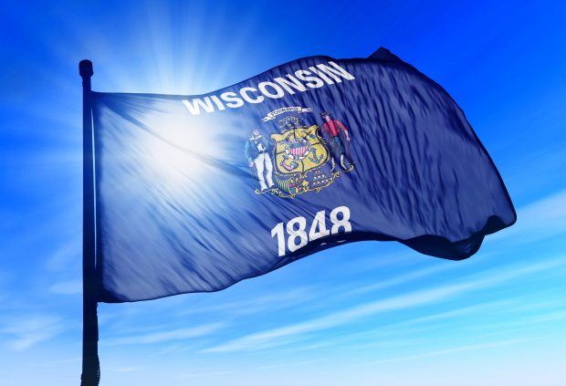 Wisconsin state flag. (Source: AdobeStock)