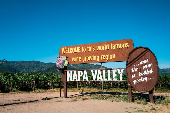 Welcome sign of Napa Valley, California