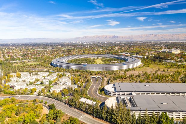 Aerial view of Apple's headquarters in Cupertino, Calif. (Source: AdobeStock)