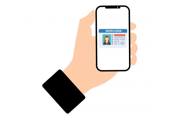 Digital driver license on smartphone.