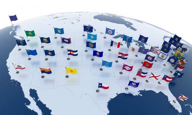 Flags of the U.S. states on American continent