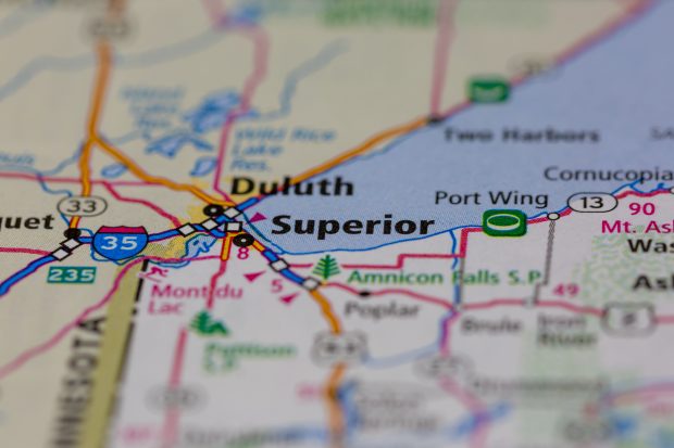 Superior, Wisconsin on a map