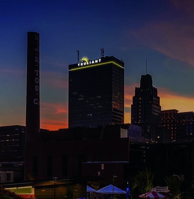 Rendering of the Truliant sign to be erected this summer atop a former bank office tower in Winston-Salem. (Photo courtesy of Truliant).