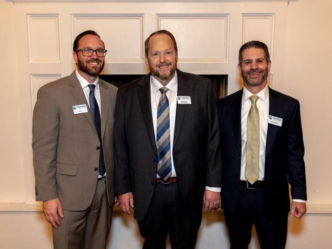 Scott Sager (left) with Colorado CU President/CEO Mike Williams and EVP/Chief Lending Officer Greg Hamilton.