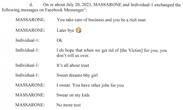 Image of the text exchange in the criminal complaint.