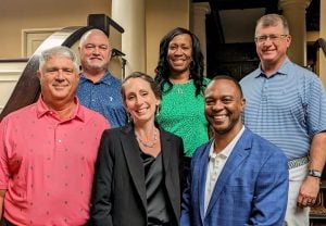 Front row, left to right: Ed Wolfe, Ann Woodruff and Jonathan Pitts. Back row. left to right: Greg Huttner, Sonya Jenkins and John Kubinec.