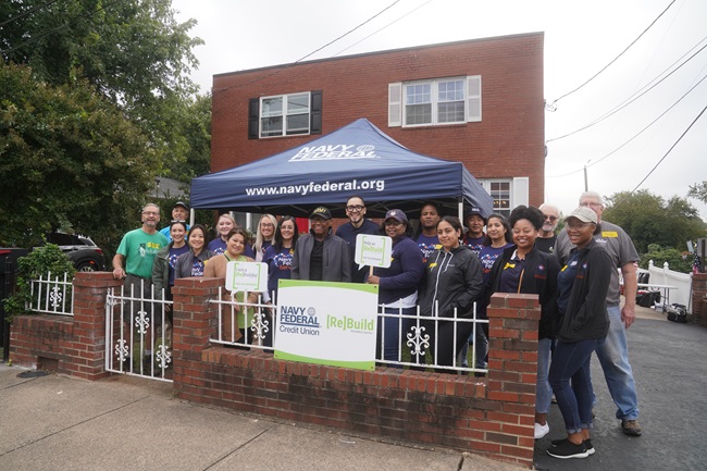 Navy Federal volunteers partner with Rebuilding Together in Arlington, VA, to support a Veteran homeowner with needed home repairs and modifications.