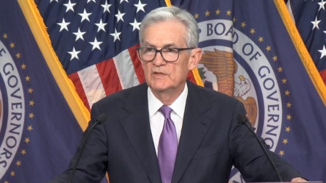 Fed Chair Jerome Powell answers reporters' questions at a news conference in Washington, D.C., Wednesday.