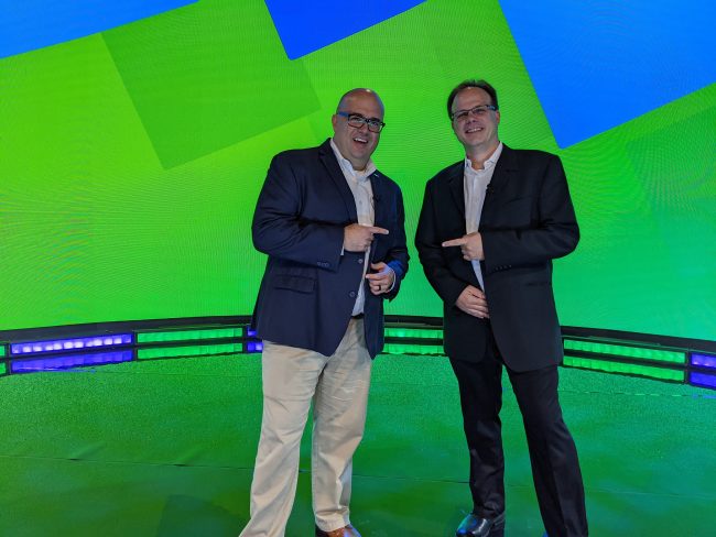 Nico Stein (right) with Rick Vanover, senior director of product strategy at Veeam, on stage at VeeamON in 2021