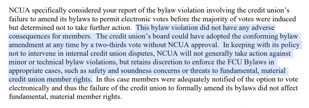 Portion of a letter to Snider from NCUA's Martha Ninichuk on June 15, 2023.