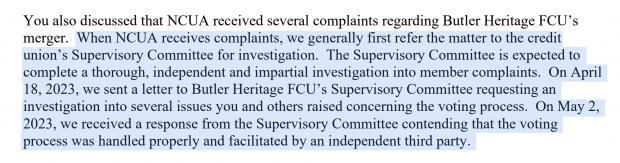 Portion of a letter to Snider from NCUA's Martha Ninichuk on June 15, 2023.