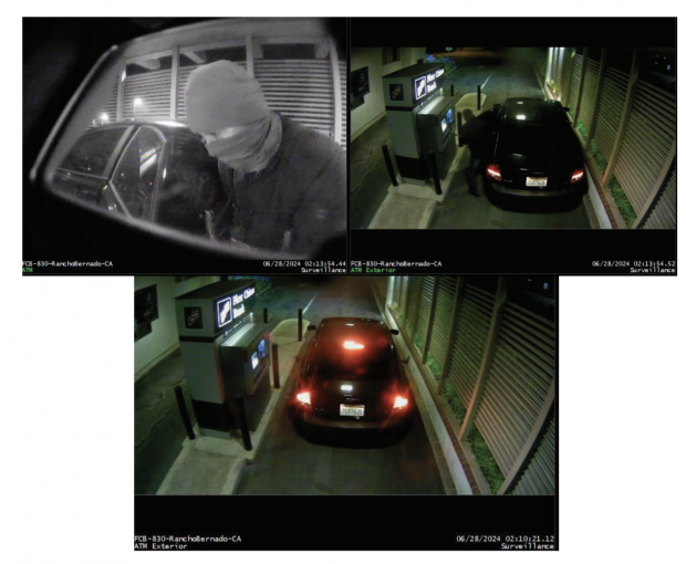 Surveillance images from the alleged ATM attempted theft. Credit/U.S. Attorney's Office in San Diego